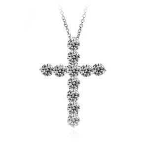 NEW 925 Sterling Silver Diamond Cross Necklace